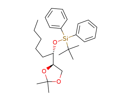 Molecular Structure of 93292-61-6 (tert-Butyl-[(S)-1-((R)-2,2-dimethyl-[1,3]dioxolan-4-yl)-hexyloxy]-diphenyl-silane)