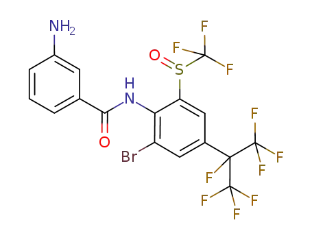 Molecular Structure of 917514-19-3 (Benzamide,
3-amino-N-[2-bromo-4-[1,2,2,2-tetrafluoro-1-(trifluoromethyl)ethyl]-6-[(tri
fluoromethyl)sulfinyl]phenyl]-)