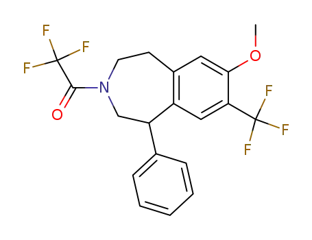 Molecular Structure of 73894-49-2 (2,2,2-Trifluoro-1-(7-methoxy-1-phenyl-8-trifluoromethyl-1,2,4,5-tetrahydro-benzo[d]azepin-3-yl)-ethanone)
