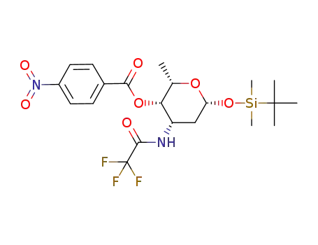 Molecular Structure of 132814-67-6 (1-O-tert-butyldimethylsilyl 4-O-p-nitrobenzoyl-2,3,6-trideoxy-3-trifluoroacetamido-β-L-lyxo-hexopyranoside)