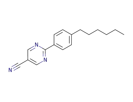 Molecular Structure of 59855-40-2 (5-Pyrimidinecarbonitrile, 2-(4-hexylphenyl)-)