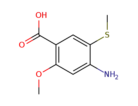 Molecular Structure of 71675-98-4 (2-methoxy-4-amino-5-methylthio benzoic acid)