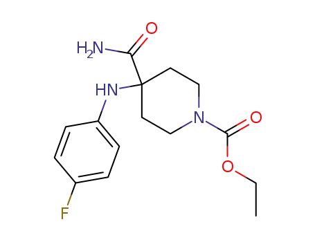 Molecular Structure of 80912-41-0 (ethyl 4-carbamoyl-4-[(4-fluorophenyl)amino]piperidine-1-carboxylate)