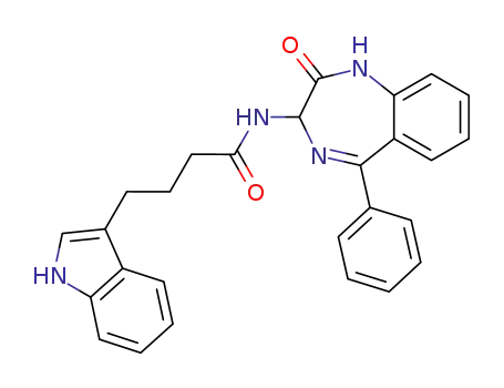 Molecular Structure of 103343-74-4 (4-(1H-Indol-3-yl)-N-(2-oxo-5-phenyl-2,3-dihydro-1H-benzo[e][1,4]diazepin-3-yl)-butyramide)
