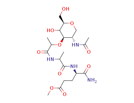 Molecular Structure of 104602-46-2 ((R)-4-{2-[2-((2R,3S,4R,5S)-5-Acetylamino-3-hydroxy-2-hydroxymethyl-tetrahydro-pyran-4-yloxy)-propionylamino]-propionylamino}-4-carbamoyl-butyric acid methyl ester)