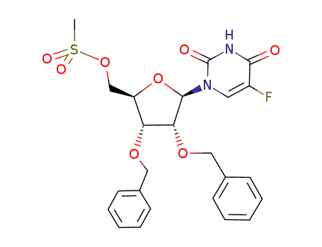 Molecular Structure of 113548-94-0 (5'-O-mesyl-2',3'-bis(benzyloxy)-5-fluorouridine)