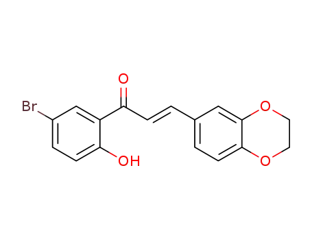 Molecular Structure of 96755-06-5 ((E)-1-(5-bromo-2-hydroxyphenyl)-3-(2,3-dihydrobenzo[b][1,4]dioxin-6-yl)prop-2-en-1-one)