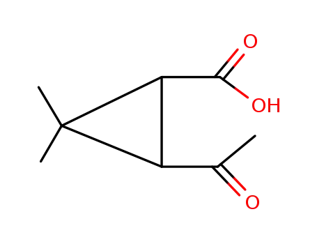 Molecular Structure of 111869-21-7 (Cyclopropanecarboxylic acid, 3-acetyl-2,2-dimethyl- (9CI))