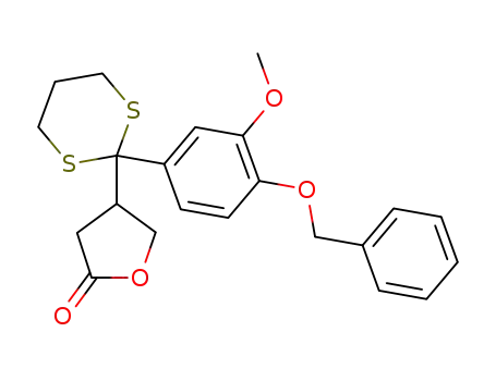 Molecular Structure of 105783-66-2 (2(3H)-Furanone,
dihydro-4-[2-[3-methoxy-4-(phenylmethoxy)phenyl]-1,3-dithian-2-yl]-)
