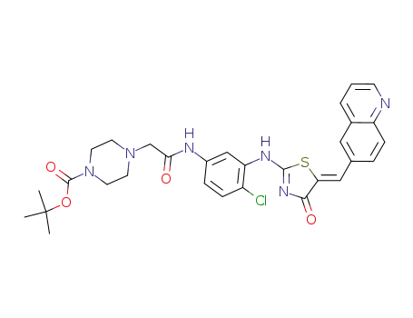 1,1-dimethylethyl 4-{2-[(4-chloro-3-{[(5Z)-4-oxo-5-(6-quinolinylmethylidene)-4,5-dihydro-1,3-thiazol-2-yl]amino}phenyl)amino]-2-oxoethyl}-1-piperazinecarboxylate