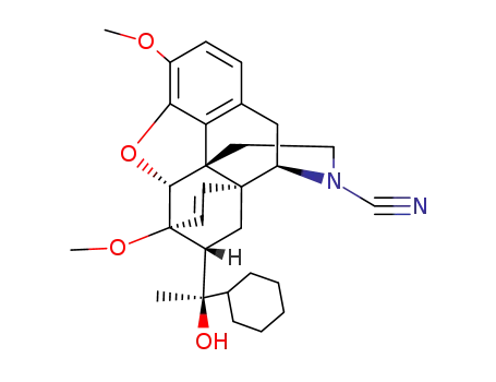 Molecular Structure of 16529-94-5 (19<i>anti</i>-((<i>R</i>)-1-cyclohexyl-1-hydroxy-ethyl)-4,5α-epoxy-3,6-dimethoxy-6β,14-ethano-morphin-7-ene-17-carbonitrile)