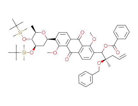 Benzoic acid (R)-2-benzyloxy-1-{6-[(2R,4R,5R,6R)-4,5-bis-(tert-butyl-dimethyl-silanyloxy)-6-methyl-tetrahydro-pyran-2-yl]-1,5-dimethoxy-9,10-dioxo-9,10-dihydro-anthracen-2-yl}-2-methyl-pent-4-enyl ester