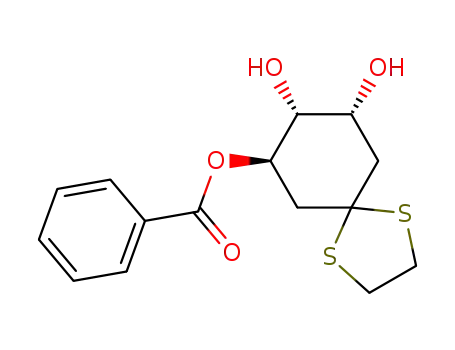 Molecular Structure of 77058-19-6 ((7R,8R,9R)-9-benzoyloxy-7,8-dihydroxy-1,4-dithiaspiro<4.5>decane)