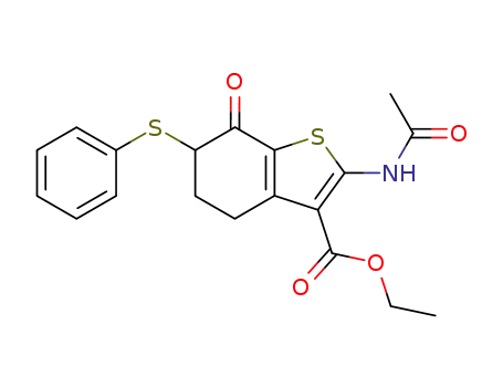 2-Acetylamino-7-oxo-6-phenylsulfanyl-4,5,6,7-tetrahydro-benzo[b]thiophene-3-carboxylic acid ethyl ester