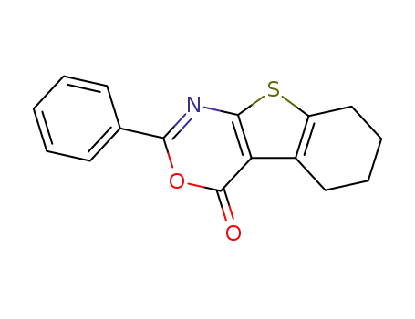 Molecular Structure of 73696-35-2 (5,6,7,8-Tetrahydro-2-phenyl-4H-[1]benzothieno[2,3-d][1,3]oxazin-4-one)