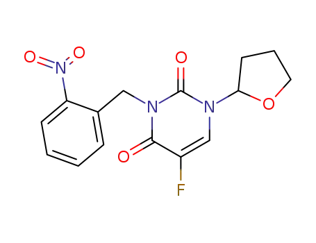 Molecular Structure of 98653-13-5 (1-(tetrahydrofuran-2-yl)-3-(o-nitrobenzyl)-5-fluorouracil)