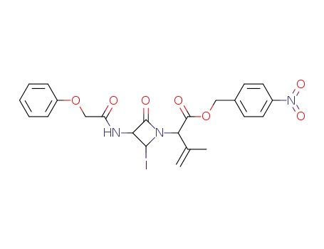 Molecular Structure of 78109-51-0 (p-Nitrobenzyl 3-methyl-2-(2-oxo-4-iodo-3-phenoxyacetamido-1-azetidinyl)-3-butenoate)