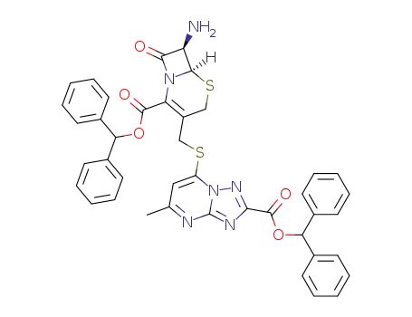 (6R,7R)-7-amino-3-[(2-diphenylmethyloxycarbonyl-5-methyl-s-triazolo[1,5-a]-pyrimidin-7-yl)thiomethyl]-8-oxo-5-thia-1-azabicyclo[-4.2.0]oct-2-ene-2-carboxylic acid diphenylmethyl ester