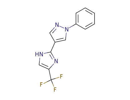 Molecular Structure of 56932-22-0 (1H-Pyrazole, 1-phenyl-4-[4-(trifluoromethyl)-1H-imidazol-2-yl]-)