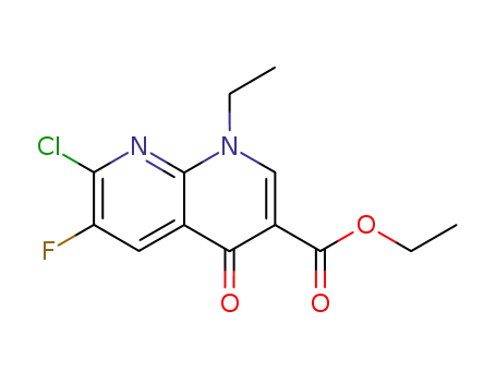 Molecular Structure of 79286-86-5 (1,8-Naphthyridine-3-carboxylic acid,
7-chloro-1-ethyl-6-fluoro-1,4-dihydro-4-oxo-, ethyl ester)