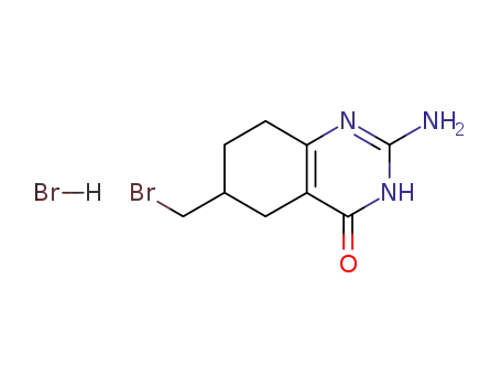 Molecular Structure of 107174-53-8 (2-amino-6-(bromomethyl)-4-hydroxy-5,6,7,8-tetrahydroquinazoline hydrobromide)