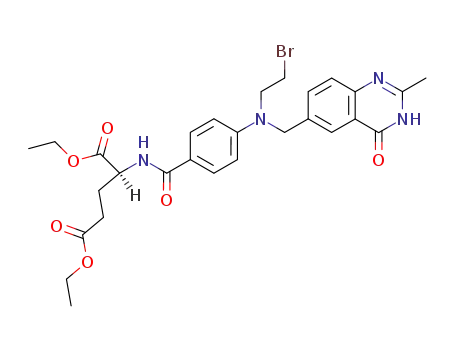 Molecular Structure of 130379-67-8 ((S)-2-{4-[(2-Bromo-ethyl)-(2-methyl-4-oxo-3,4-dihydro-quinazolin-6-ylmethyl)-amino]-benzoylamino}-pentanedioic acid diethyl ester)
