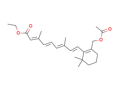 Molecular Structure of 81176-71-8 (ethyl (2E,4E,6E,8E)-9-<2-(acetoxymethyl)-6,6-dimethyl-1-cyclohexen-1-yl>-3,7-dimethyl-2,4,6,8-nonatetraenoate)