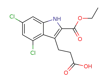 Molecular Structure of 144989-41-3 (4,6-Dichloro-2-(ethoxycarbonyl)-1H-indole-3-propanoic acid)