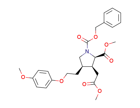 Molecular Structure of 120229-00-7 ((2R,3S,4R)-3-Methoxycarbonylmethyl-4-[2-(4-methoxy-phenoxy)-ethyl]-pyrrolidine-1,2-dicarboxylic acid 1-benzyl ester 2-methyl ester)