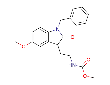 Molecular Structure of 193604-38-5 ([2-(1-Benzyl-5-methoxy-2-oxo-2,3-dihydro-1H-indol-3-yl)-ethyl]-carbamic acid methyl ester)
