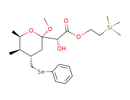 Molecular Structure of 111194-18-4 ((R)-Hydroxy-((2R,4S,5R,6R)-2-methoxy-5,6-dimethyl-4-phenylselanylmethyl-tetrahydro-pyran-2-yl)-acetic acid 2-trimethylsilanyl-ethyl ester)