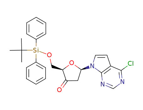 4-chloro-7-<2-deoxy-5-O-<(1,1-dimethylethyl)diphenylsilyl>-β-D-glycero-pentofuranos-3-ulosyl>-7H-pyrrolo<2,3-d>pyrimidine