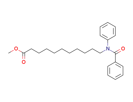 Molecular Structure of 143547-63-1 (Undecanoic acid, 11-(benzoylphenylamino)-, methyl ester)