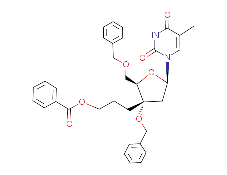 Benzoic acid 3-[(2R,3S,5R)-3-benzyloxy-2-benzyloxymethyl-5-(5-methyl-2,4-dioxo-3,4-dihydro-2H-pyrimidin-1-yl)-tetrahydro-furan-3-yl]-propyl ester
