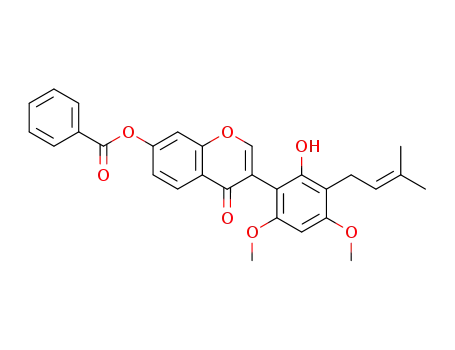 Molecular Structure of 89966-07-4 (4H-1-Benzopyran-4-one,
7-(benzoyloxy)-3-[2-hydroxy-4,6-dimethoxy-3-(3-methyl-2-butenyl)phenyl
]-)