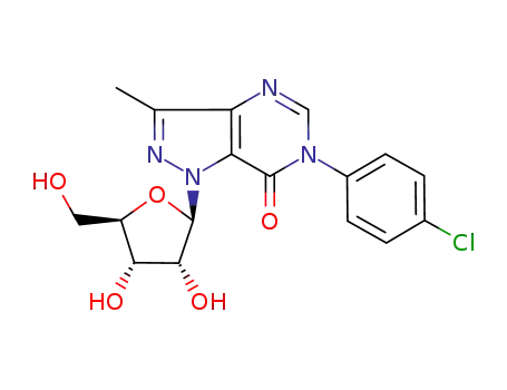 6-(4-Chloro-phenyl)-1-(3,4-dihydroxy-5-hydroxymethyl-tetrahydro-furan-2-yl)-3-methyl-1,6-dihydro-pyrazolo(4,3-d)pyrimidin-7-one