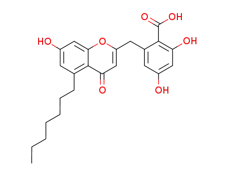 Molecular Structure of 4724-05-4 (2-[(5-Heptyl-7-hydroxy-4-oxo-4H-1-benzopyran-2-yl)methyl]-4,6-dihydroxybenzoic acid)