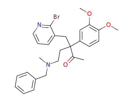 Molecular Structure of 159898-42-7 (5-(Benzyl-methyl-amino)-3-(2-bromo-pyridin-3-ylmethyl)-3-(3,4-dimethoxy-phenyl)-pentan-2-one)