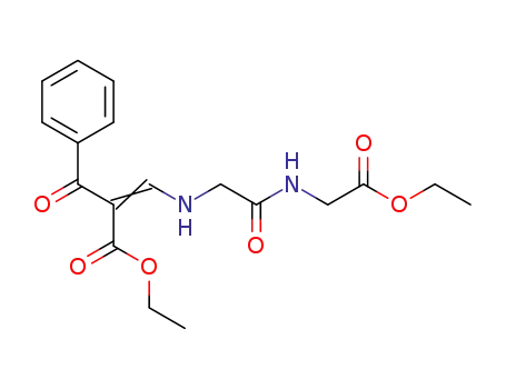 Molecular Structure of 188783-04-2 (Glycine, N-(2-benzoyl-3-ethoxy-3-oxo-1-propenyl)glycyl-, ethyl ester)