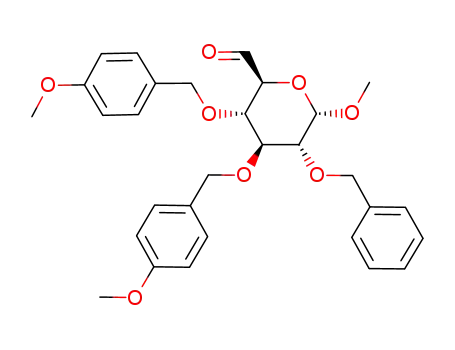 methyl 2-O-benzyl-3,4-bis-O-(p-methoxybenzyl)-α-D-gluco-hexodialdopyranoside (1,5)