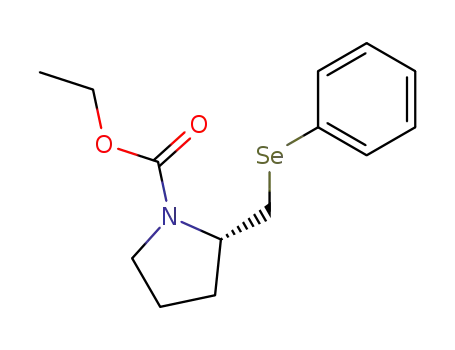 Molecular Structure of 190602-70-1 (1-Pyrrolidinecarboxylic acid, 2-[(phenylseleno)methyl]-, ethyl ester, (S)-)