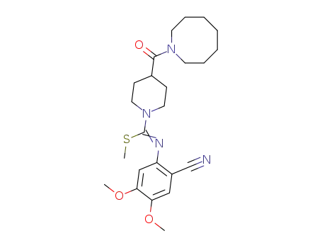 Molecular Structure of 80030-69-9 (4-(Azocane-1-carbonyl)-N-(2-cyano-4,5-dimethoxy-phenyl)-piperidine-1-carboximidothioic acid methyl ester)