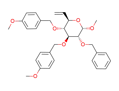 methyl 2-O-benzyl-6,7-dideoxy-3,4-bis-O-(p-methoxybenzyl)-α-D-gluco-hept-6-enopyranoside (1,5)