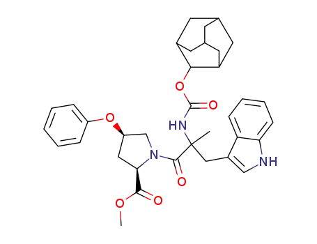 Molecular Structure of 198968-77-3 ((2R,4R)-1-[2-(Adamantan-2-yloxycarbonylamino)-3-(1H-indol-3-yl)-2-methyl-propionyl]-4-phenoxy-pyrrolidine-2-carboxylic acid methyl ester)