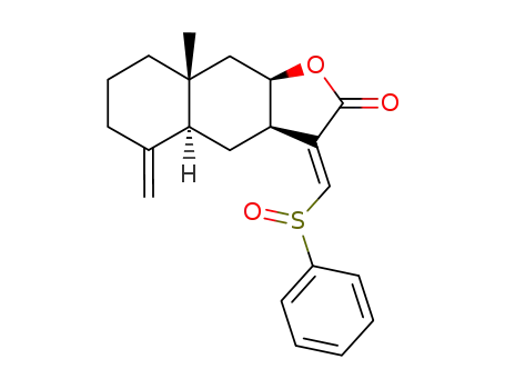Molecular Structure of 76886-51-6 ((3aR,4aS,8aR,9aR)-3-[1-Benzenesulfinyl-meth-(E)-ylidene]-8a-methyl-5-methylene-decahydro-naphtho[2,3-b]furan-2-one)
