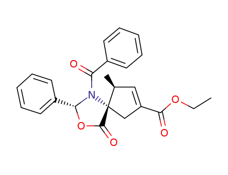 3-Oxa-1-azaspiro[4.4]non-7-ene-7-carboxylic acid,
1-benzoyl-9-methyl-4-oxo-2-phenyl-, ethyl ester, (2R,5S,9S)-