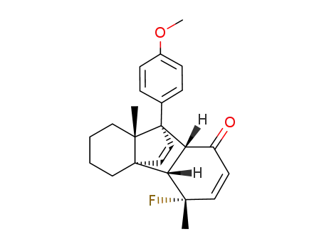 Molecular Structure of 177083-16-8 ((4S*,4aS*,4bS*,8aS*,9aR*)-4-fluoro-9-(4-methoxyphenyl)-4,8a-dimethyl-4b,5,6,7,8,9a-hexahydro-4b,9-etheno-4bH-fluoren-1(4H)-one)