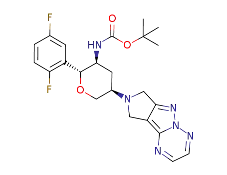 Molecular Structure of 1027385-33-6 (tert-butyl [(2R,3S,5R)-2-(2,5-difluorophenyl)-5-(7H-pyrrolo[3',4':3,4]pyrazolo[1,5-b][1,2,4]triazin-8(9H)-yl)tetrahydro-2H-pyran-3-yl]carbamate)