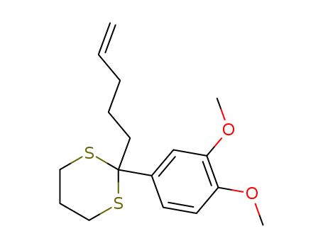 Molecular Structure of 104072-34-6 (1,3-Dithiane, 2-(3,4-dimethoxyphenyl)-2-(4-pentenyl)-)