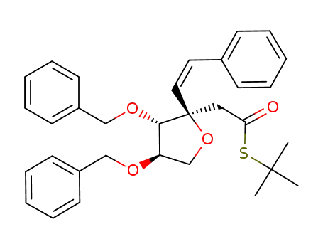 [(2R,3S,4R)-3,4-Bis-benzyloxy-2-((Z)-styryl)-tetrahydro-furan-2-yl]-thioacetic acid S-tert-butyl ester